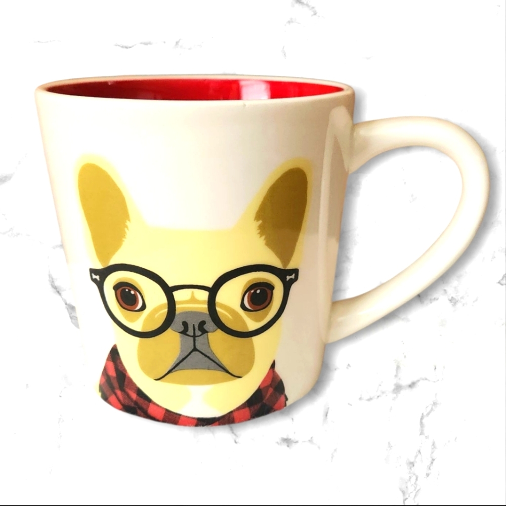 Magenta Frenchie Blonde French Bulldog With Cute Glasses- 16oz- Red Interior